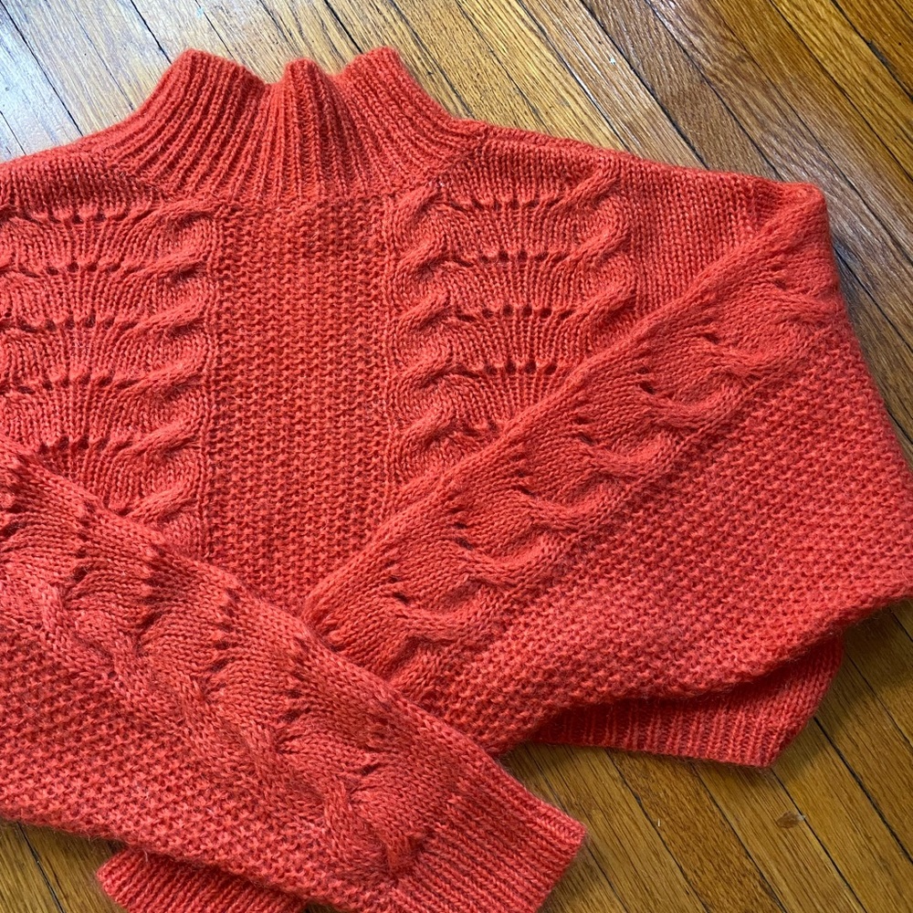 Bright Orange Cropped Sweater